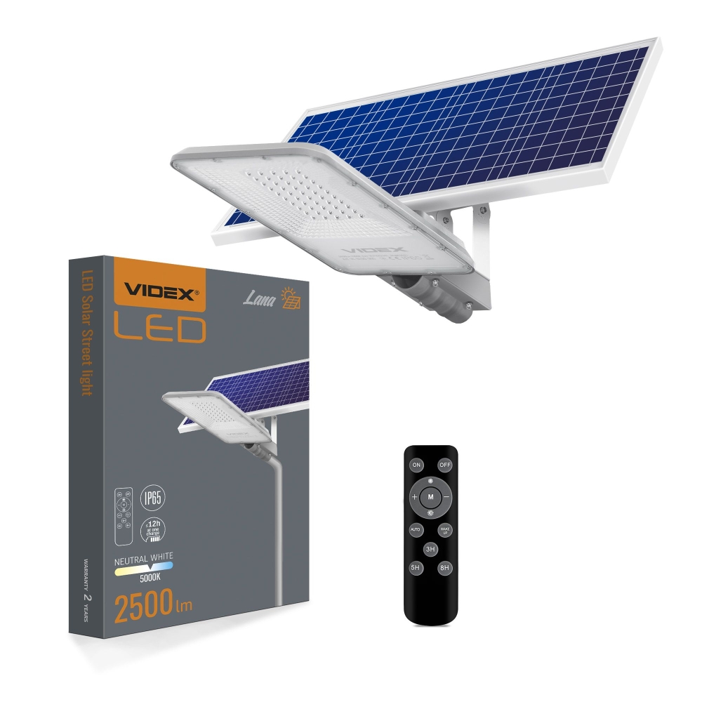 Lampa stradala solara LED VIDEX-STREET-LED-SOLAR-LANA-100W-NW