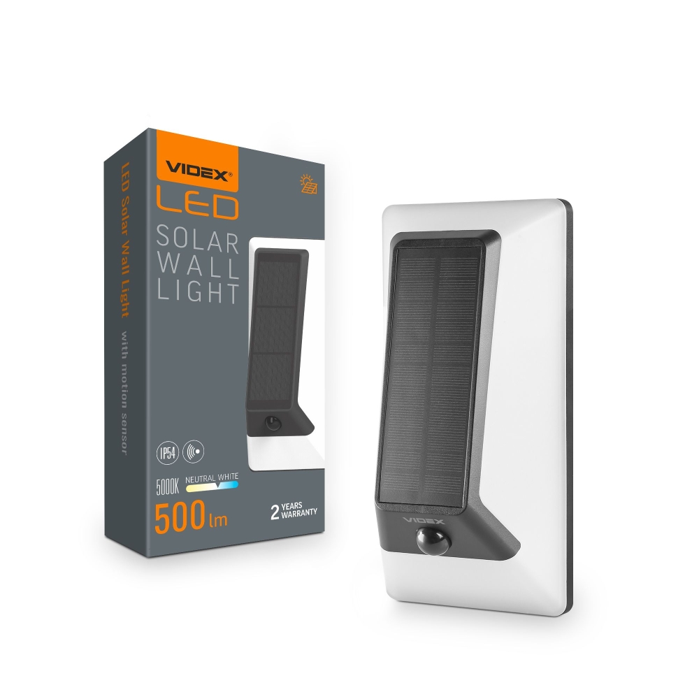 Lampa de perete solara LED cu senzor de miscare VIDEX VL-BHSO-003-S 500Lm 5000K