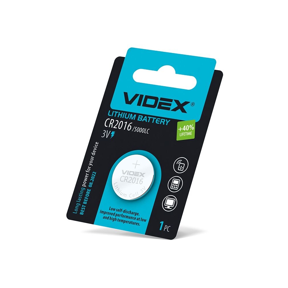 Lithium battery VIDEX CR2016 1pc BLISTER CARD