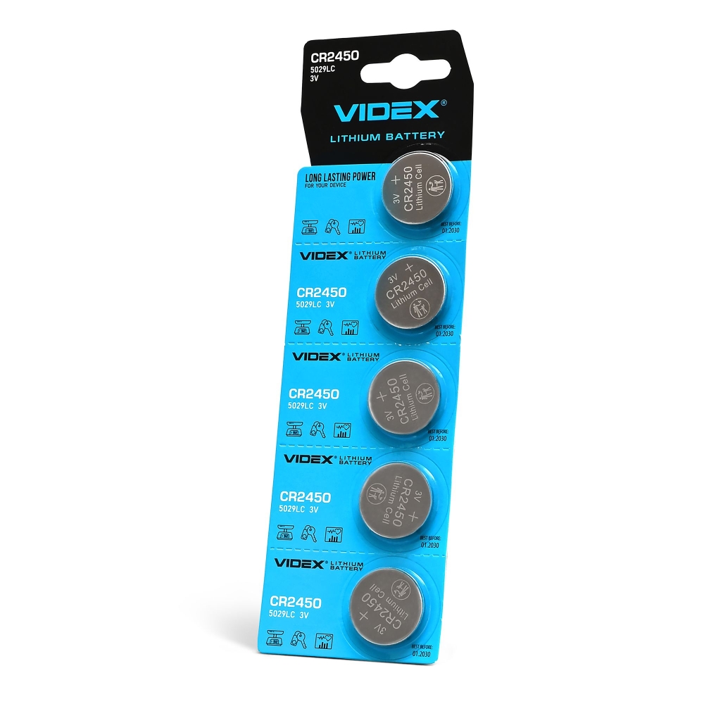 Lithium battery VIDEX CR2450 5pcs BLISTER CARD