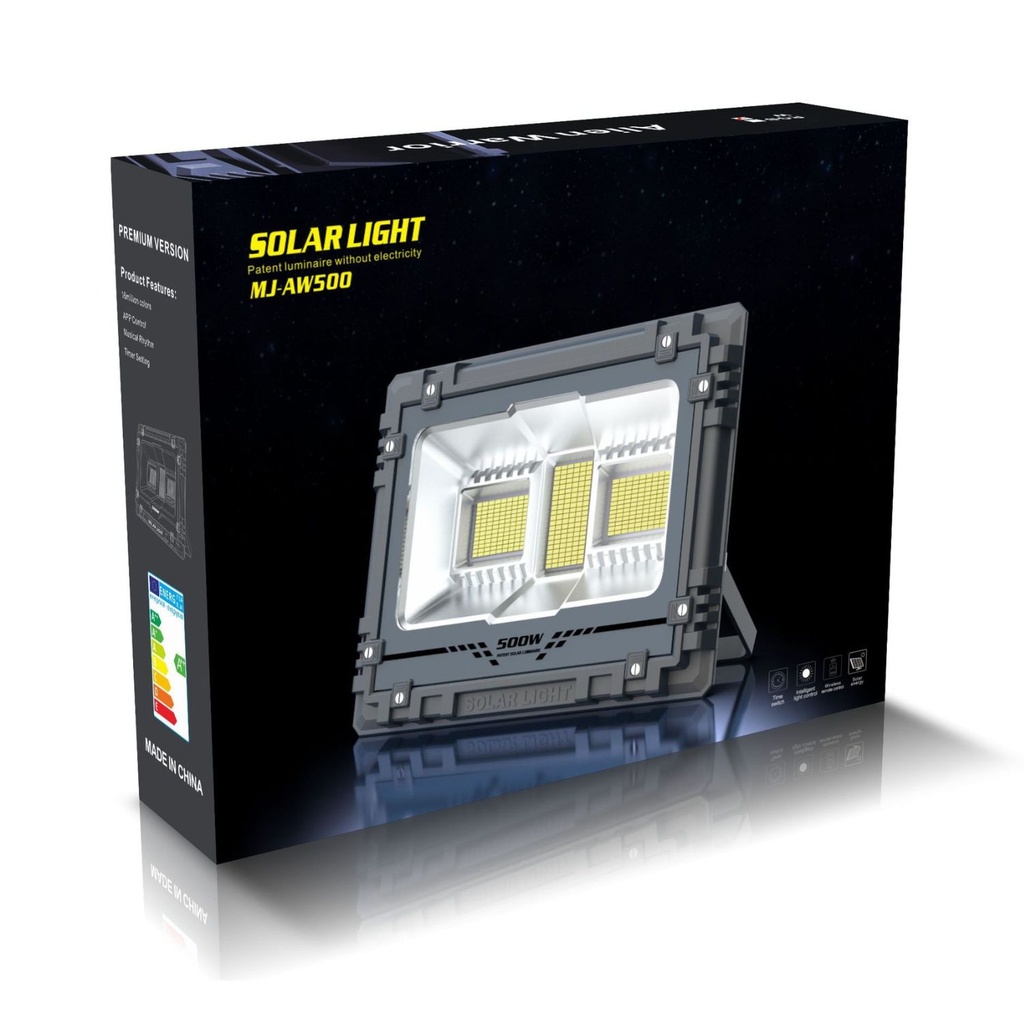 Proiector Solar Led 100W, Iluminat Perimetral, cu Panou Solar 5V 15W, Acumulator 12000mA, Led SMD5050 136 buc