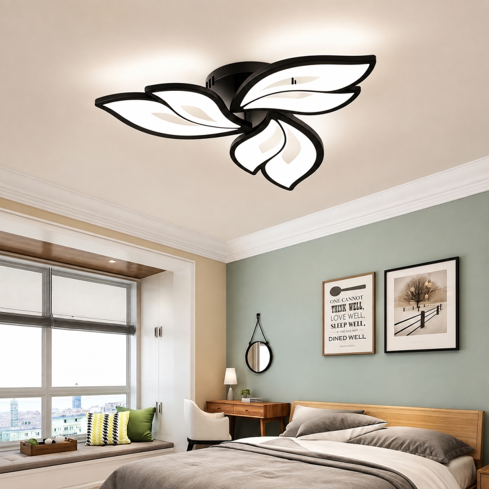 Lustră LED cu Telecomandă D99-3-BK, 72W, 3000K-6500K, Negru, D500 mm