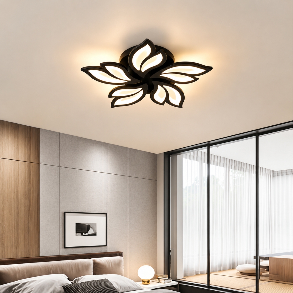 Lustră LED cu Telecomandă D99-5-BK, 72W, 3000K-6500K, Negru, D600 mm