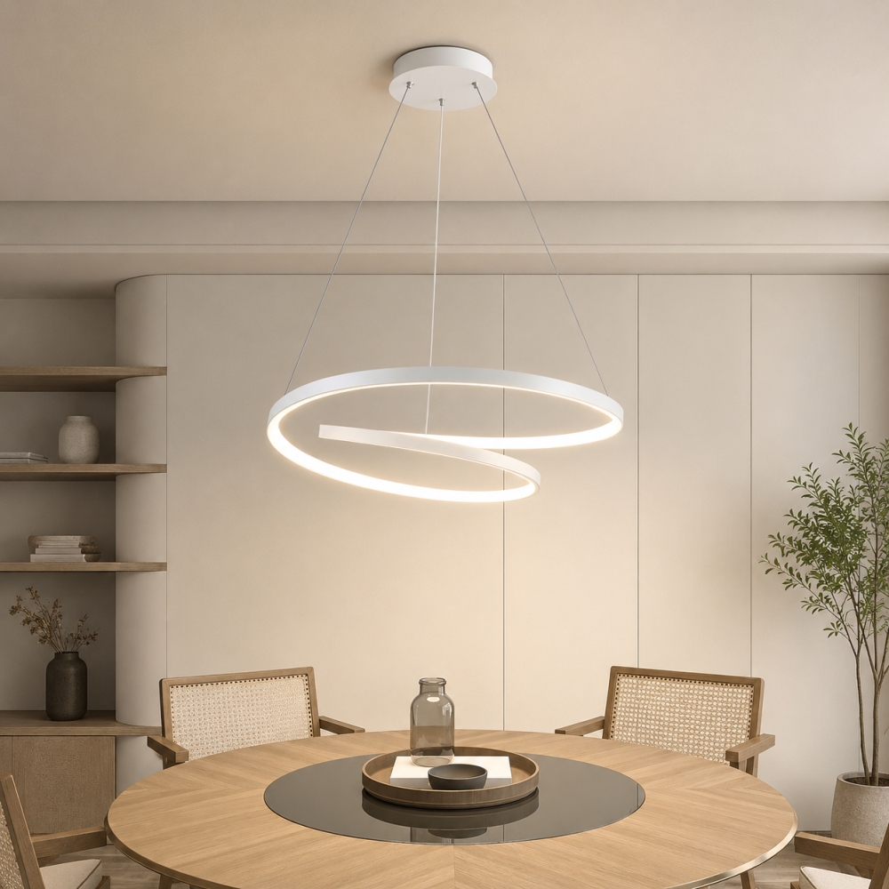 Lustră LED LT105WH cu Telecomandă, 216W, 3000K-6000K, Alb, D500 mm