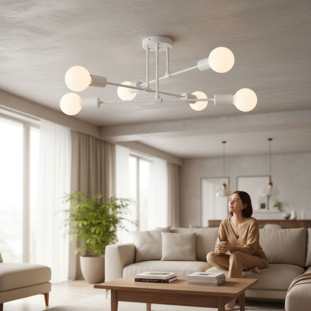 Lustră modernă ASTRA alb 6xE27 metal 700x200 mm DL75D073W