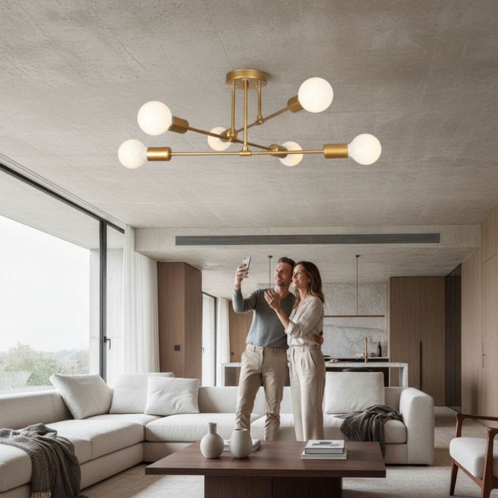 Lustră modernă ASTRA cupru 6xE27 metal 700x200 mm DL75D073C