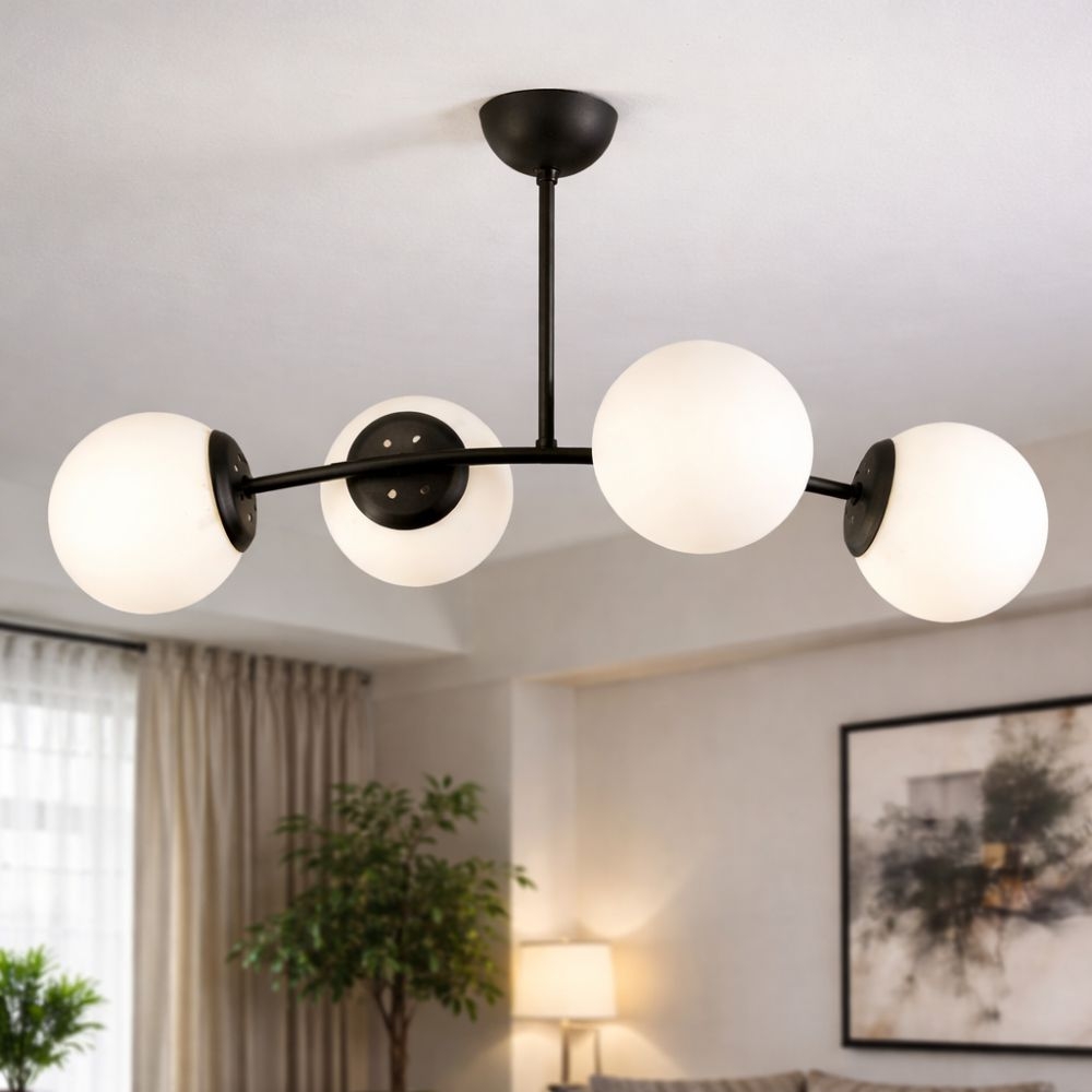Lustră modernă neagră cu 4 globuri, E27, DL75D054B