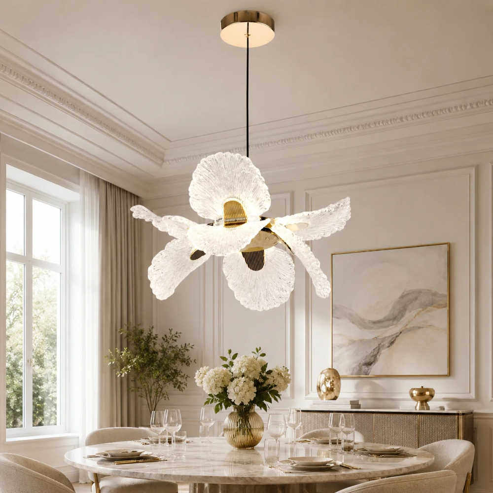 Lustră Pendul LED Feather2 R9187/4 cu Telecomandă, 32W, Auriu, Dimabilă, &Icirc;nălțime Reglabilă
