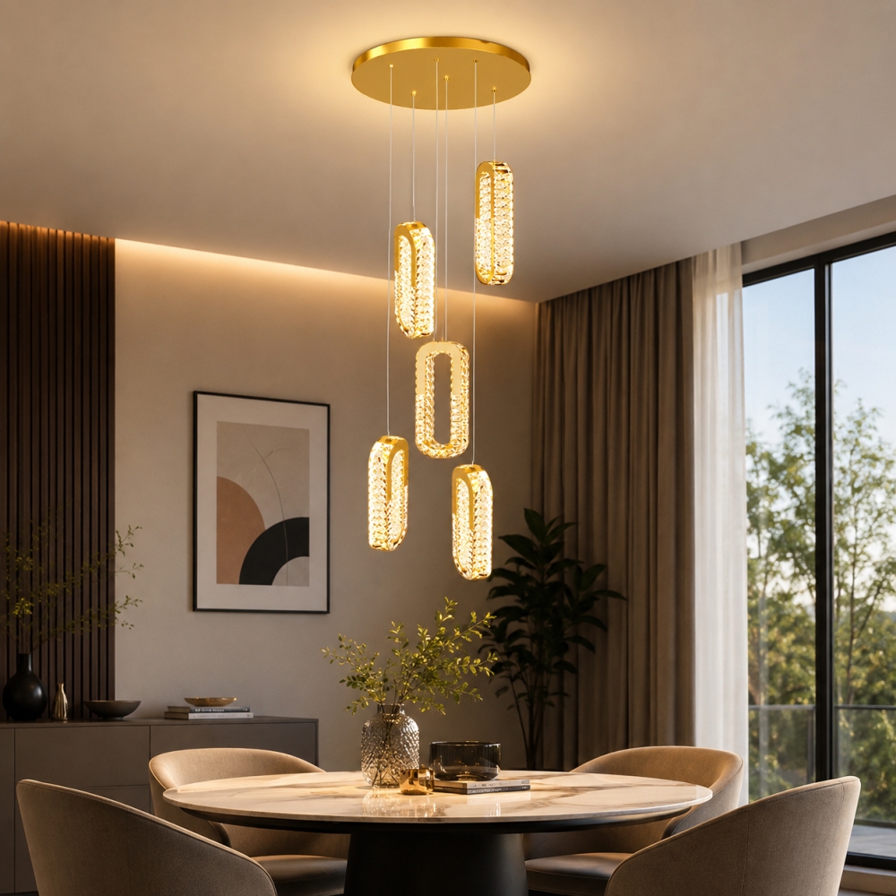 Lustră suspendată LED cristal 120W, telecomandă, dimabilă, LT360-5