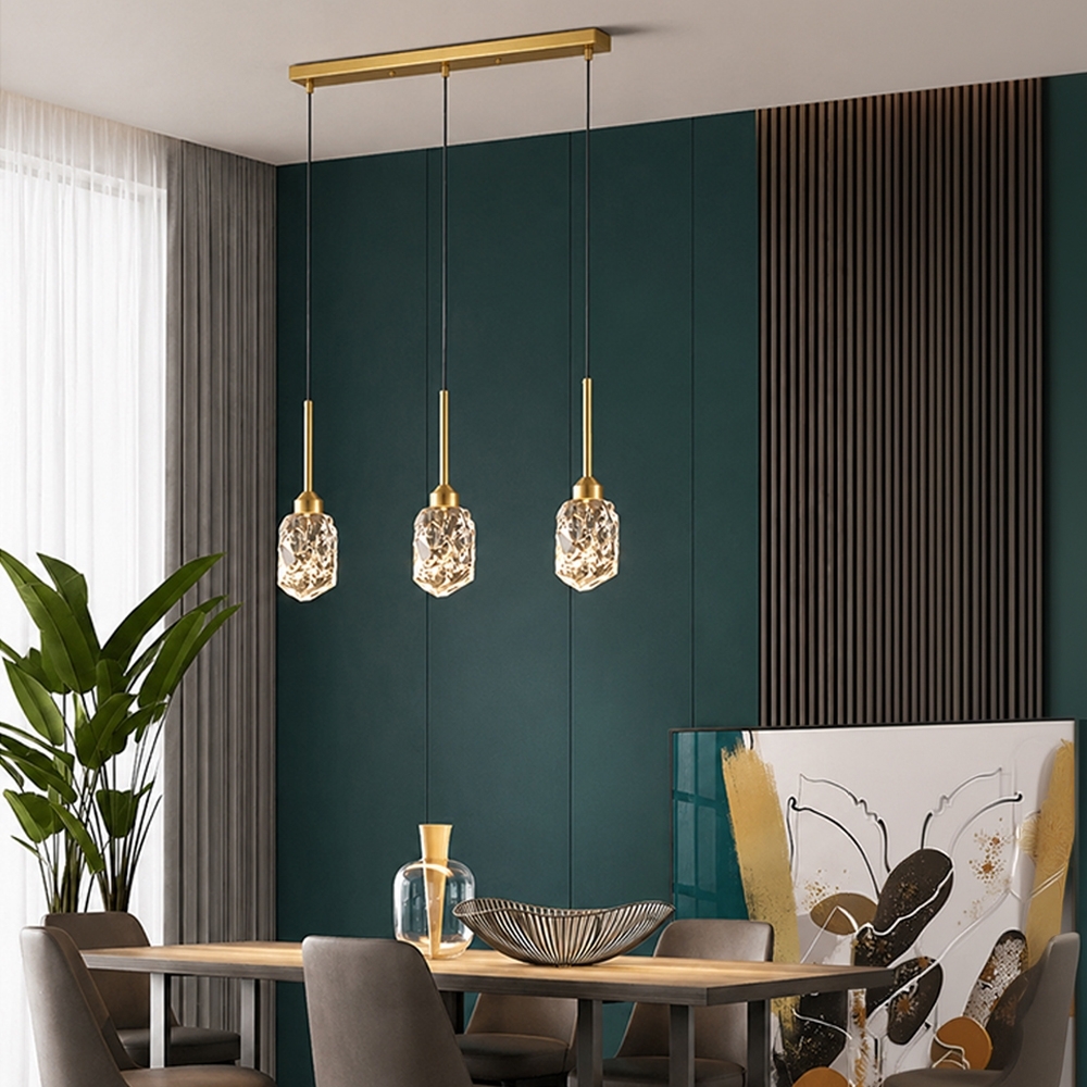 Lustră suspendată LED cristal 30W, 3 pendule, dimabilă, LT348-3