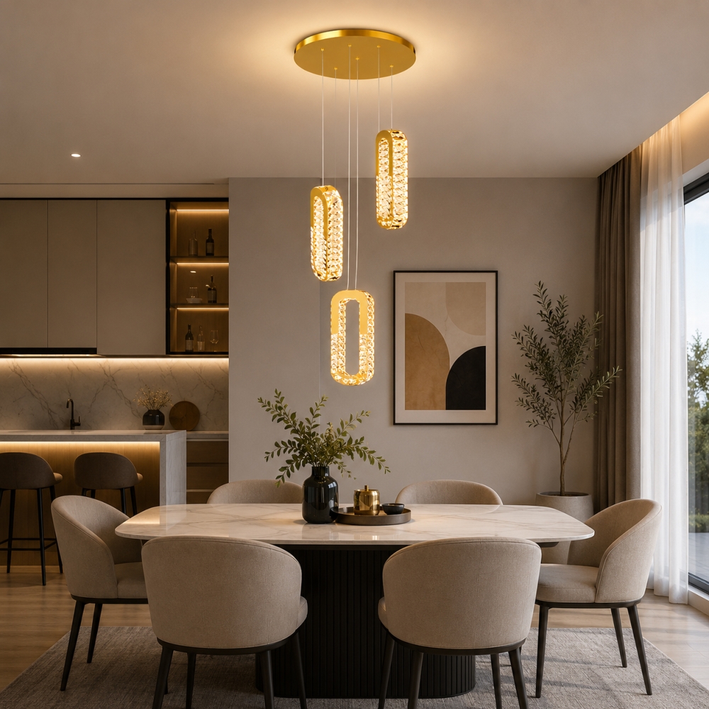 Lustră suspendată LED cristal 72W, telecomandă, dimabilă, LT360-3