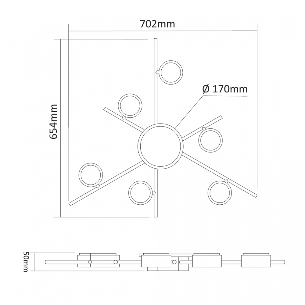 Lustra LED aplicatat tavan VIDEX VL-SPF22B-BB cu dulie GX53 max 6x30W