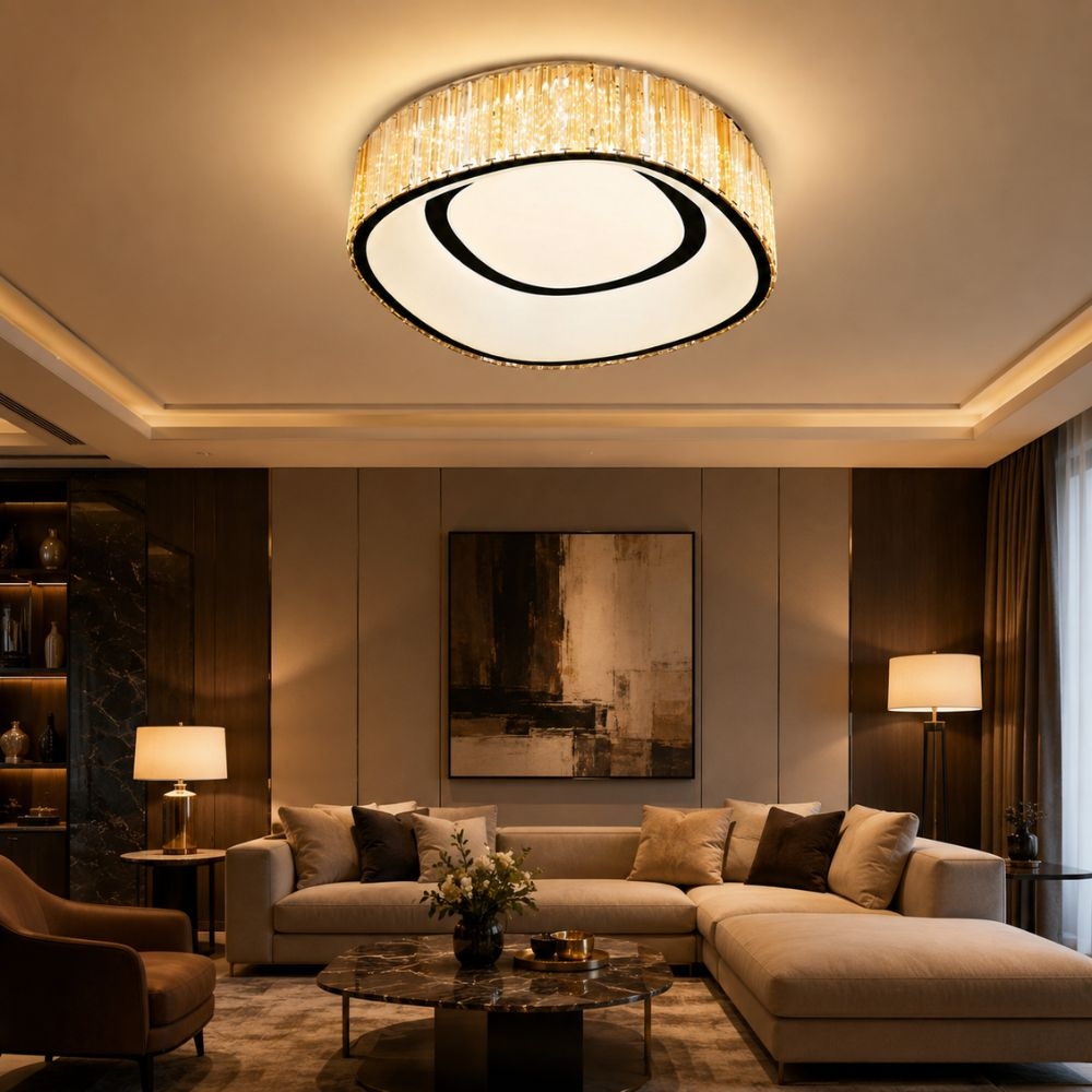 Lustră LED cristal aplicată 144W (72W+72W), telecomandă, Gloriana A6008-600