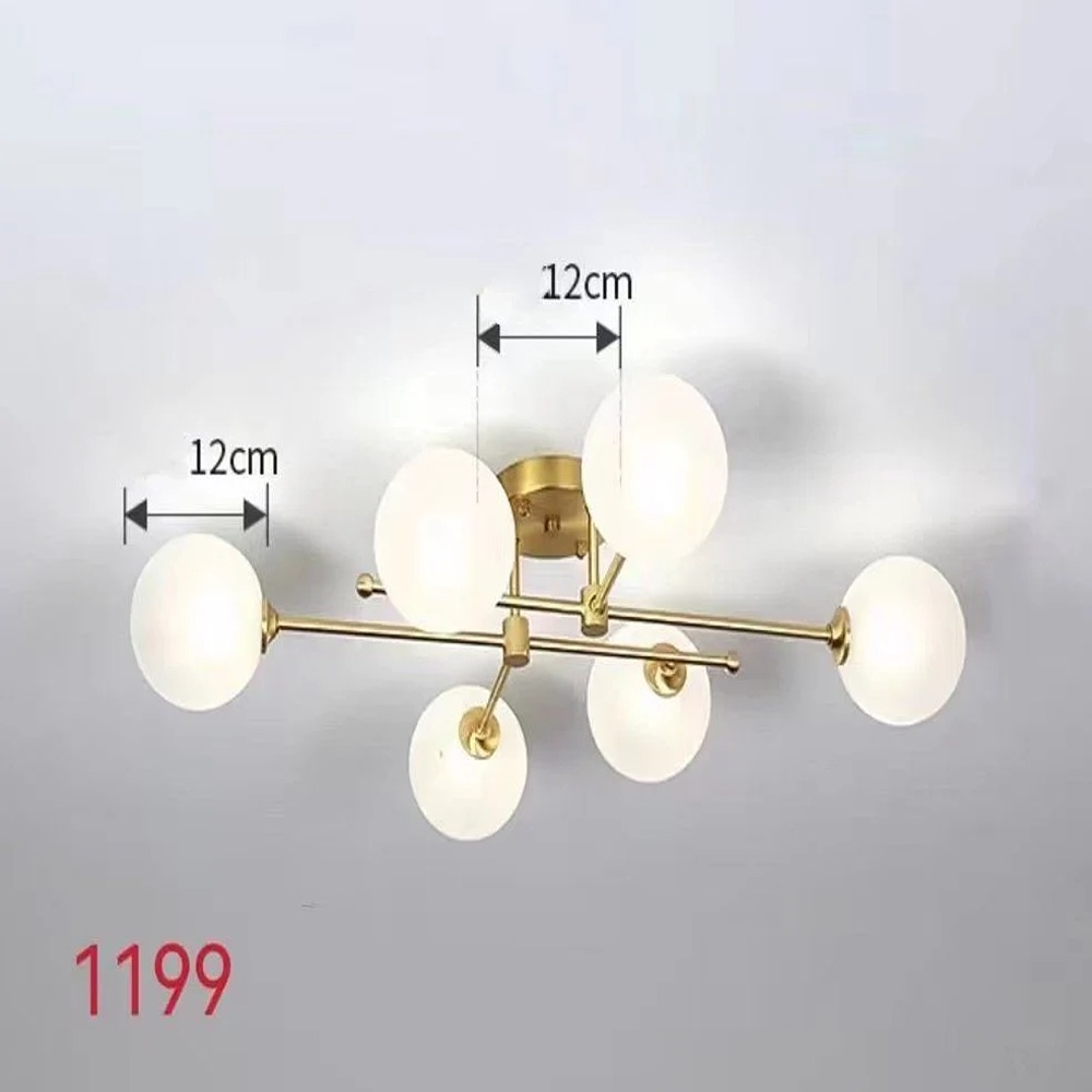 Lustra, Cu 6 Abajururi, 6 Becuri x G9, Auriu/Alb