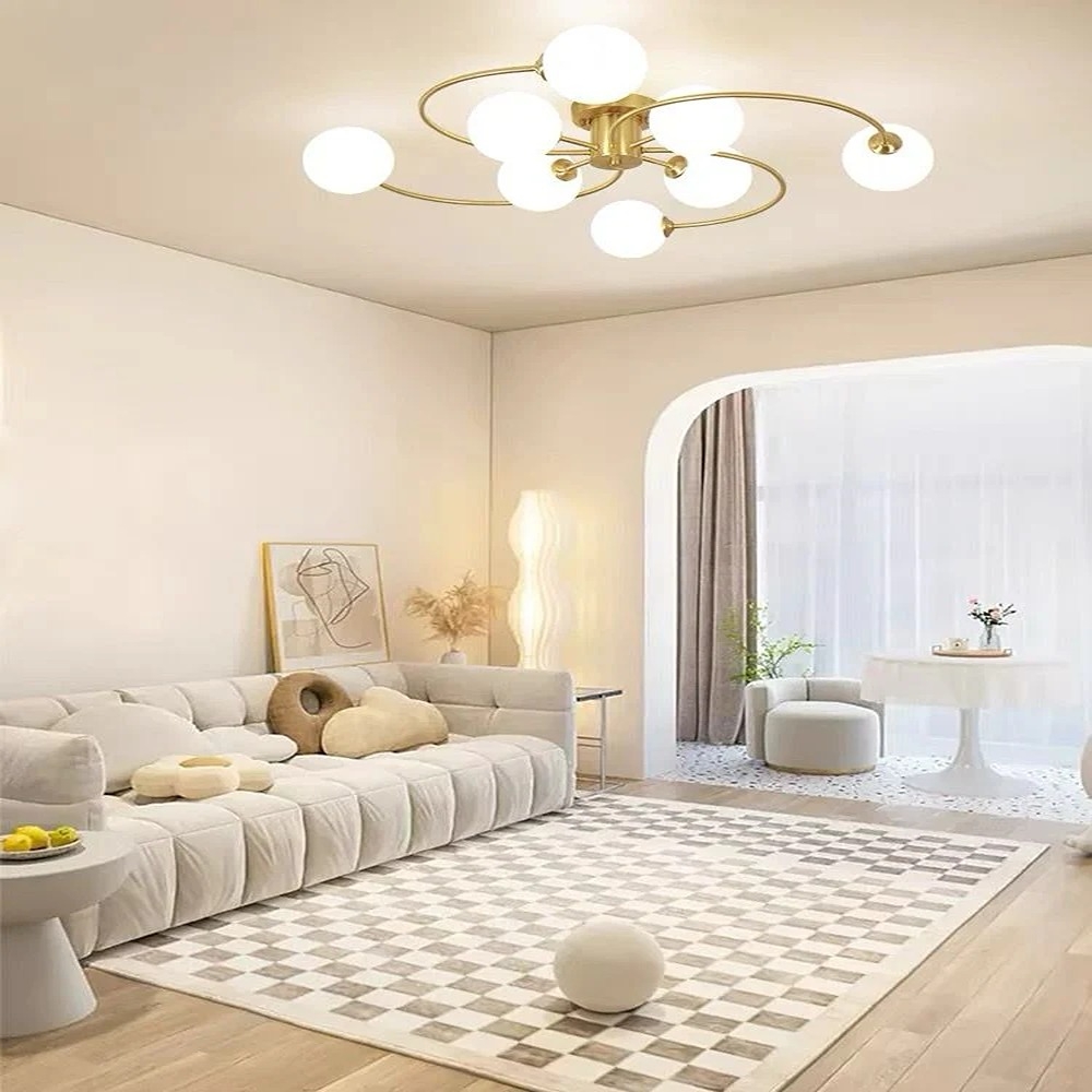 Lustra, Cu 8 Abajururi, 8 Becuri x G9, Auriu/Alb