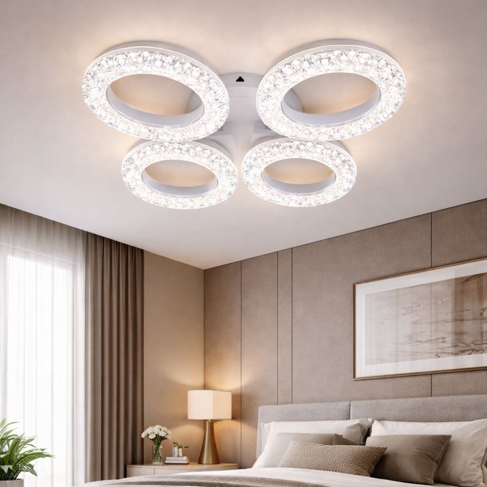 Lustra led 4 cercuri cu Cristalshine 80W model ACR-8054
