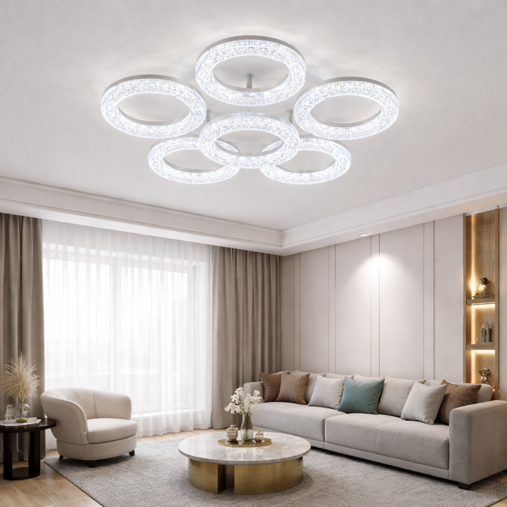 Lustra led 6 cercuri cu Cristalshine 120W model ACR-8055