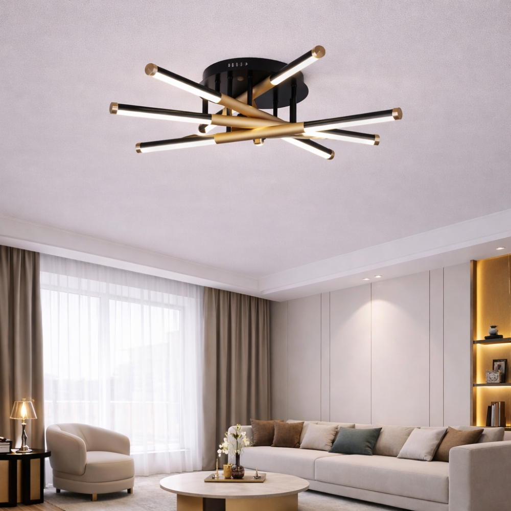 Lustra LED cu telecomanda 120W ACR-8071 Neagra, 5 brațe, lumina reglabila 3000K-6500K