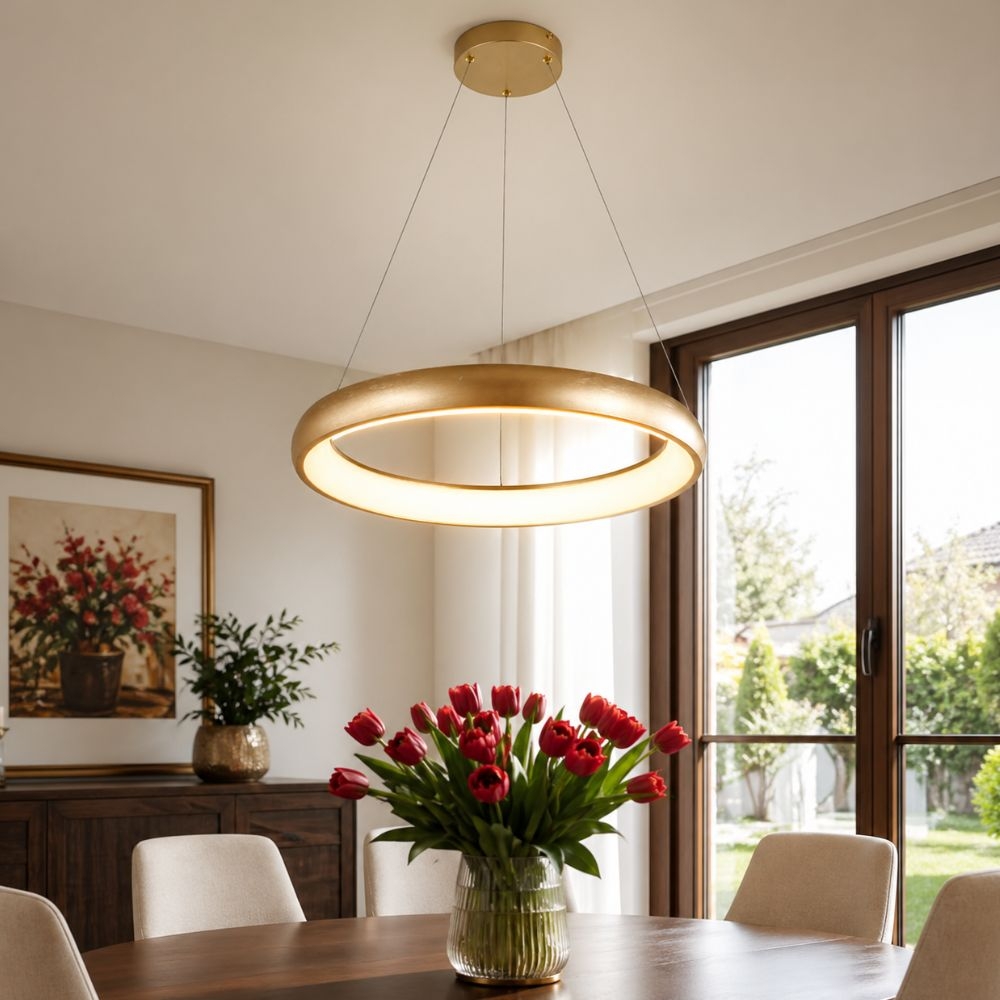 Lustra LED ESSENCE-48, 48W, 2900lm, 4000K, gold rose, suspendata, HOROZ