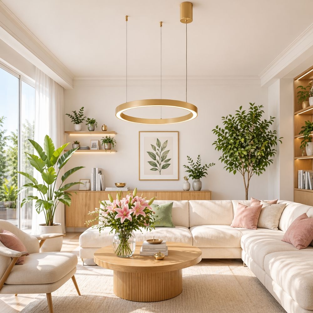 Lustra LED GRANDE-20, 20W, 1200lm, 4000K, gold (rose gold), suspendata, HOROZ