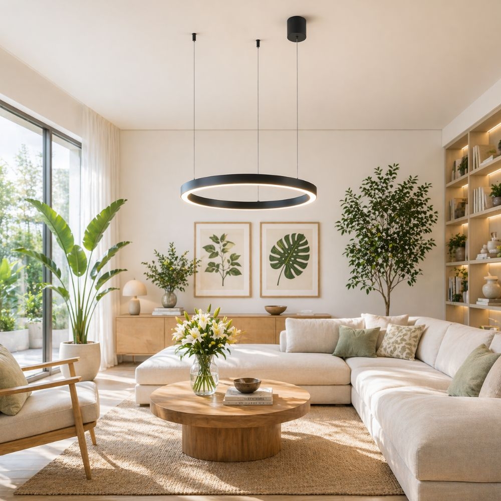 Lustra LED GRANDE-20, 20W, 1200lm, 4000K, negru, suspendata, HOROZ