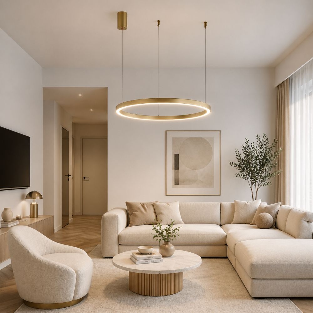 Lustra LED GRANDE-36, 36W, 2100lm, 4000K, gold (auriu), suspendata, HOROZ