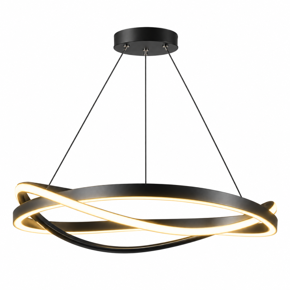 Lustra LED Robio cu telecomanda, 90W, 48 cm, CCT3, 3 tipuri de lumina, neagra, LM-LT158BK