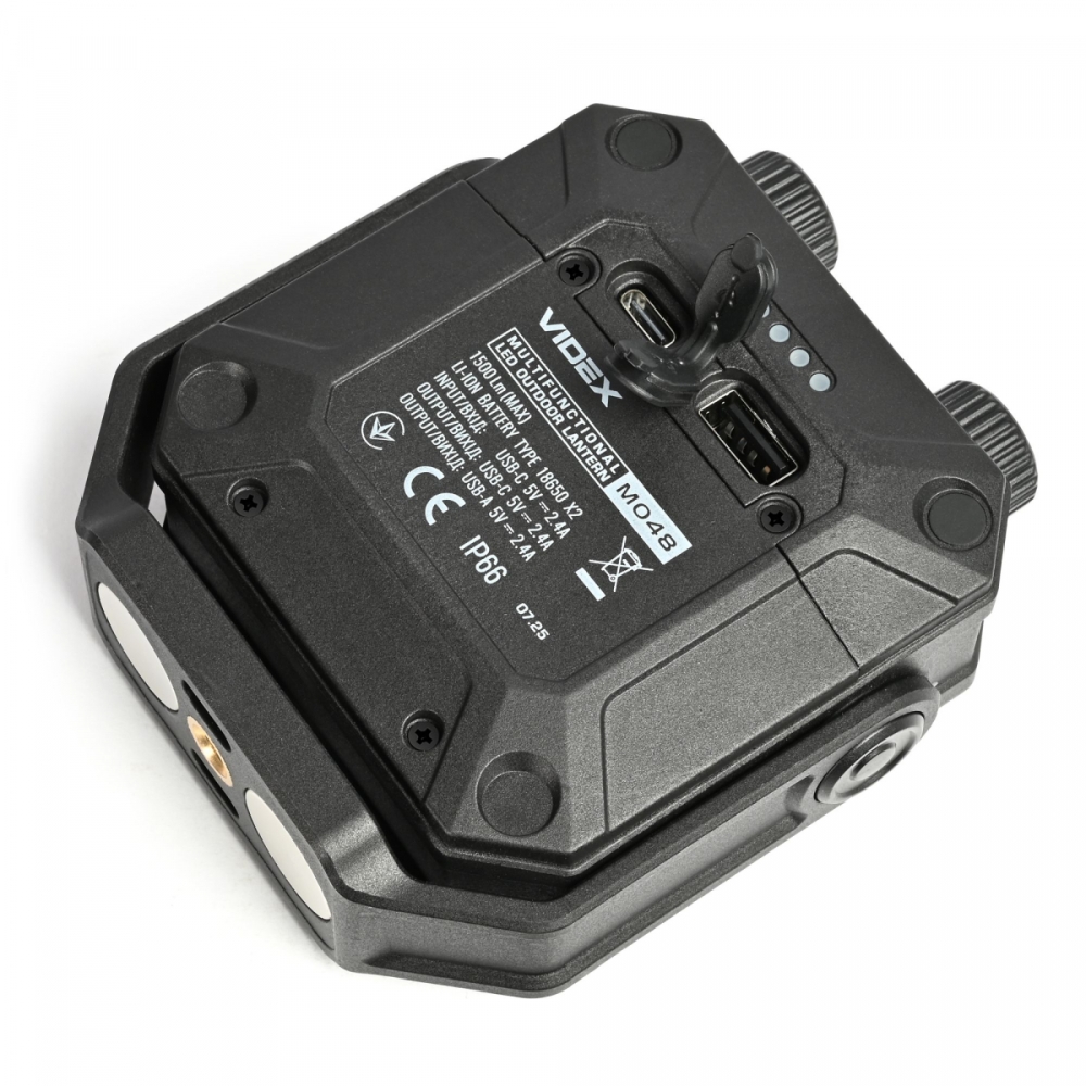 Lampa multifunctionala LED exterior Videx VLF-M048, 1500Lm, 5000K, reincarcabila USB-C, IP66