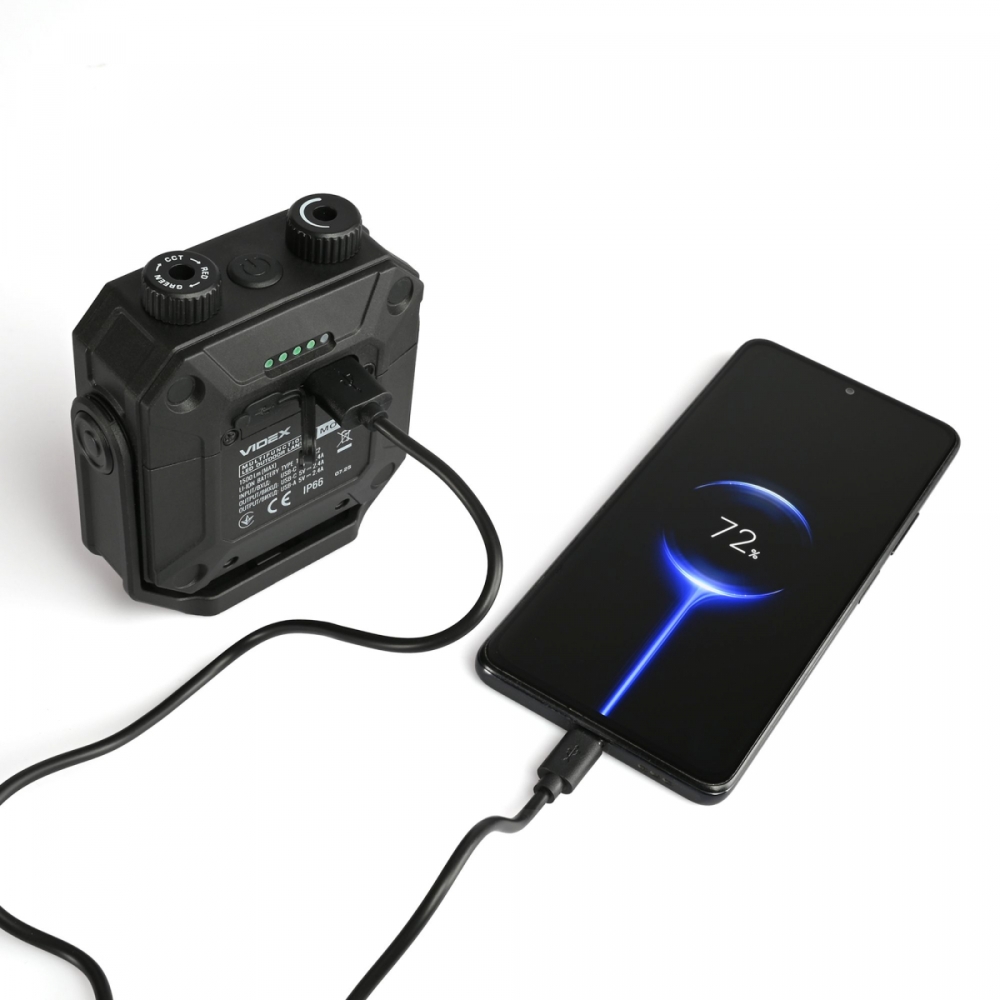 Lampa multifunctionala LED exterior Videx VLF-M048, 1500Lm, 5000K, reincarcabila USB-C, IP66