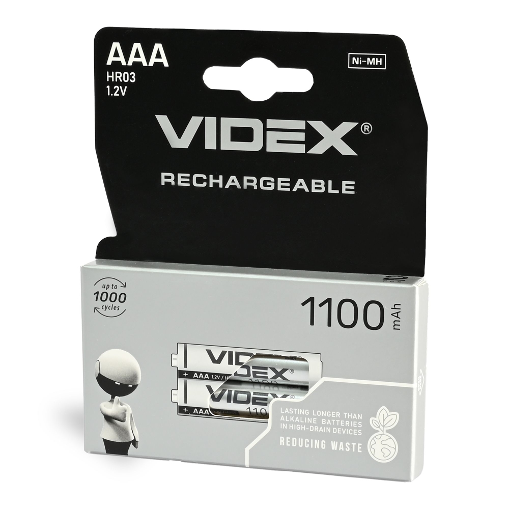Ni-MH Rechargeable battery VIDEX HR03 1100mAh 2pcs BLISTER