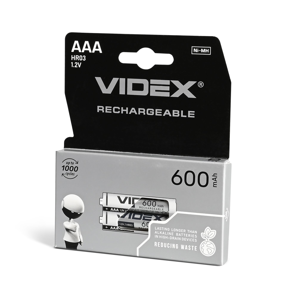 Ni-MH Rechargeable battery VIDEX HR03 600mAh 2pcs BLISTER