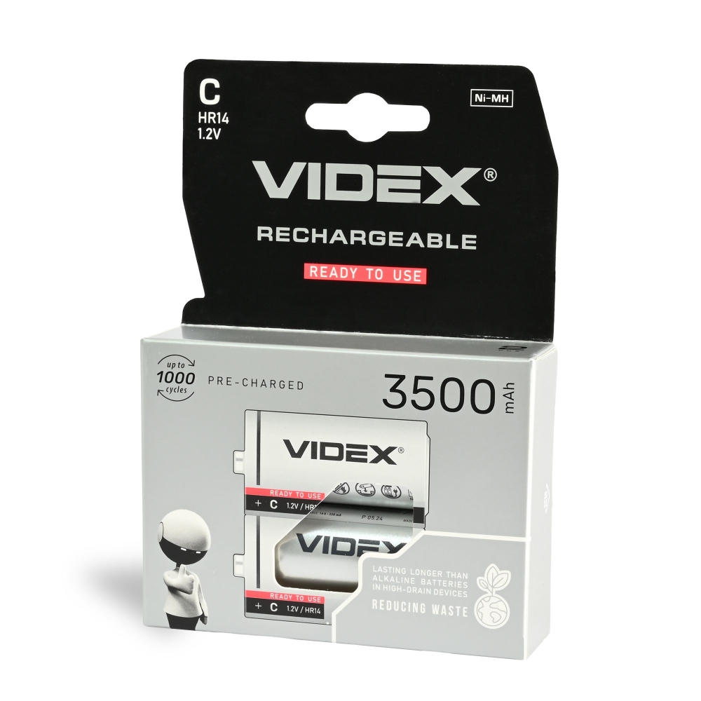 Ni-MH Rechargeable battery VIDEX HR14 3500mAh 2pcs BLISTER