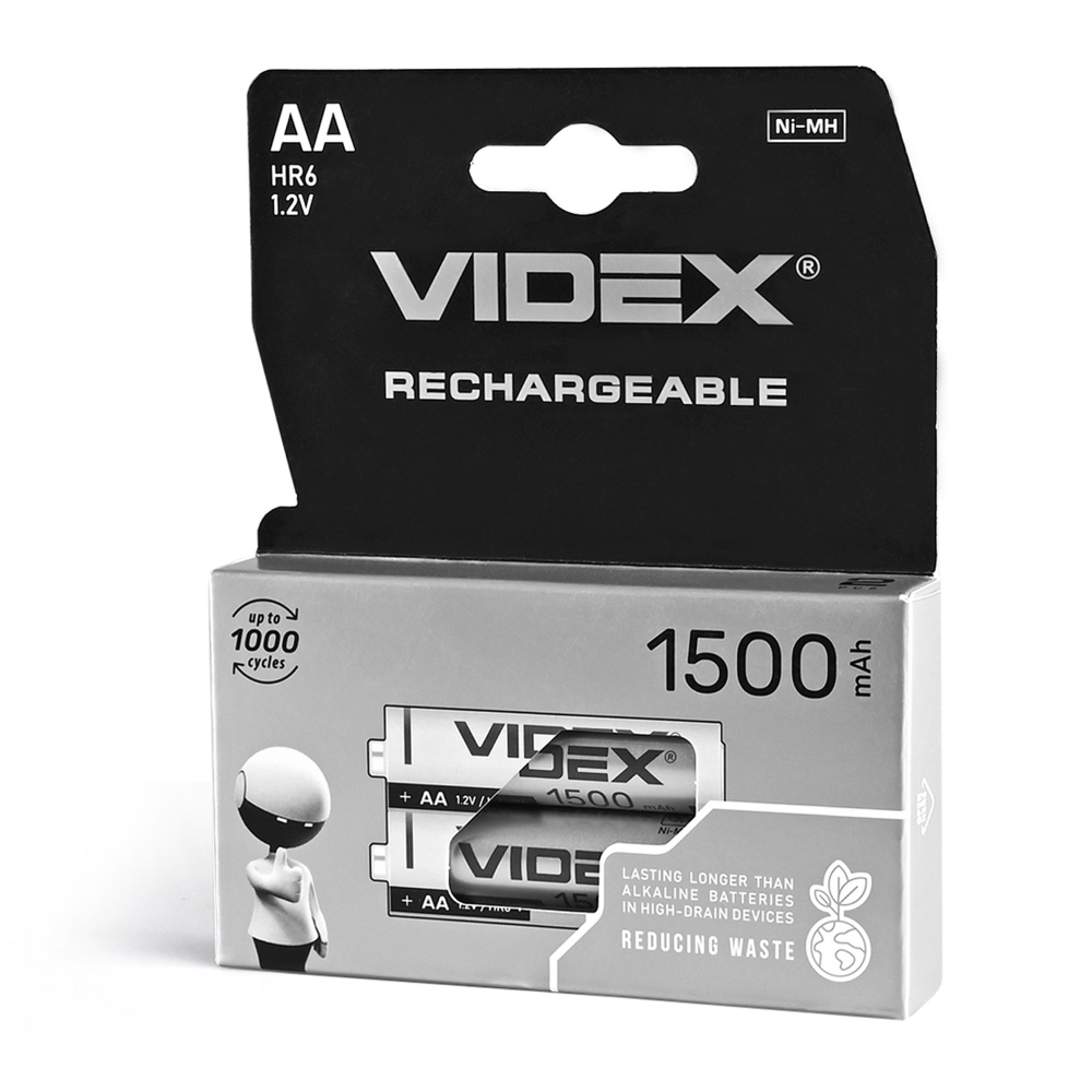 Ni-MH Rechargeable battery VIDEX HR6 1500mAh 2pcs BLISTER