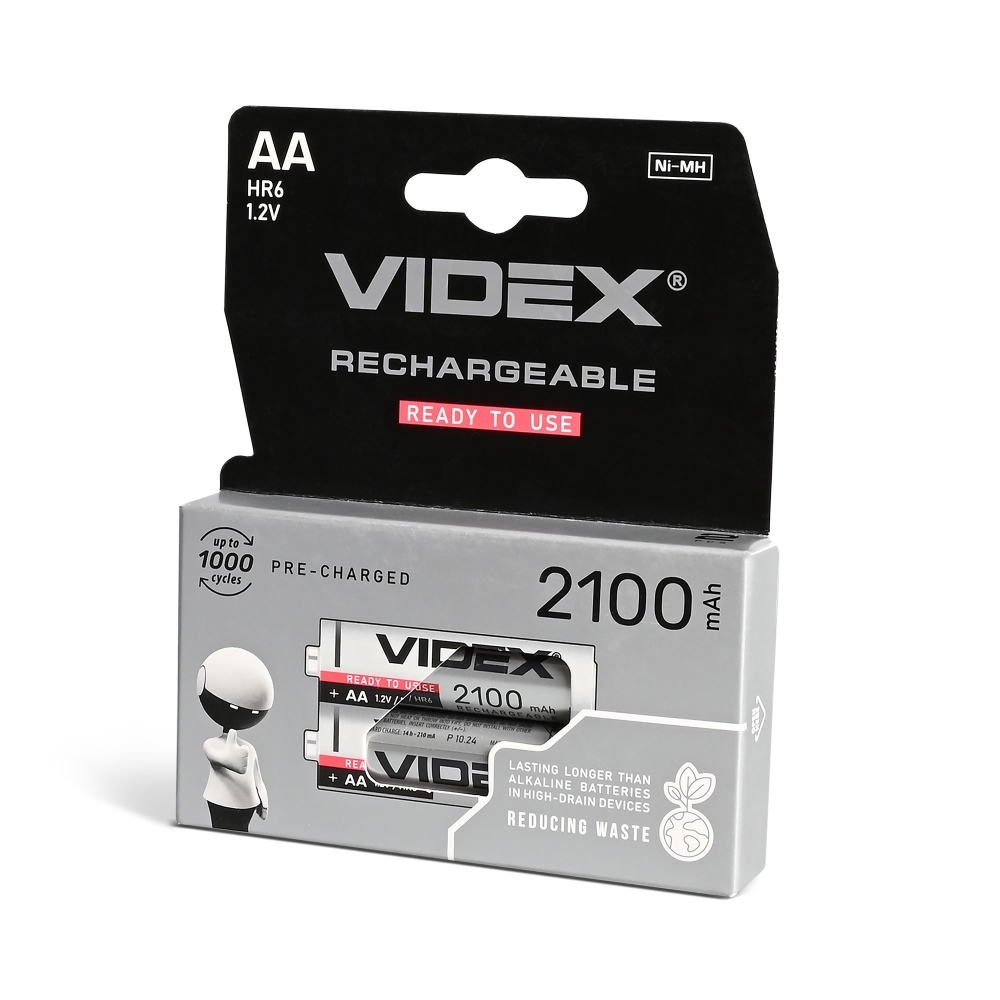 Ni-MH Rechargeable battery VIDEX HR6 2100mAh 2pcs BLISTER