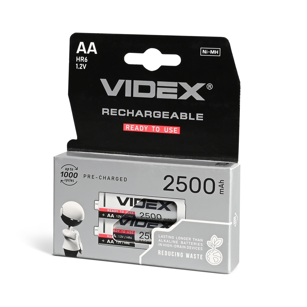 Ni-MH Rechargeable battery VIDEX HR6 2500mAh 2pcs BLISTER