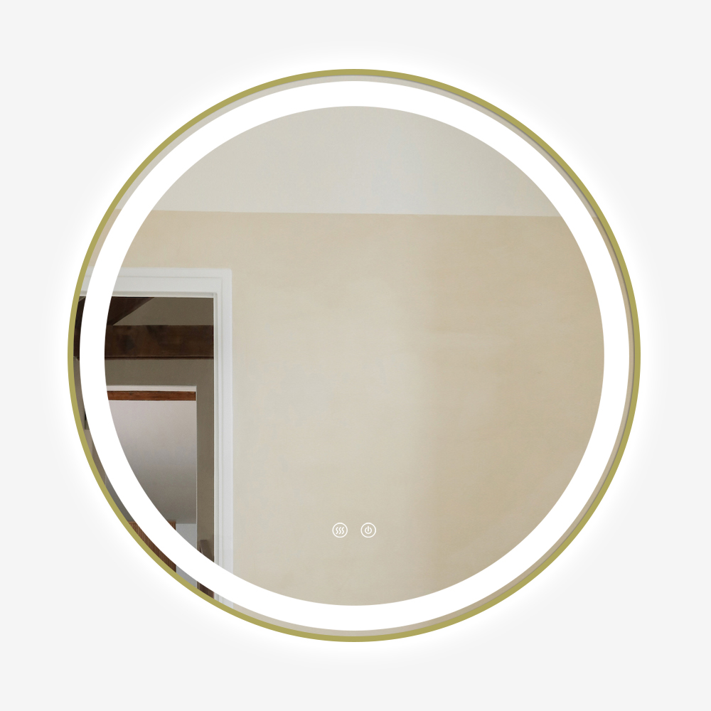Nora Oglinda Baie 70cm Led si Dezaburire, cu Senzor Tactil, Touch, Rama Bronz Antichizat