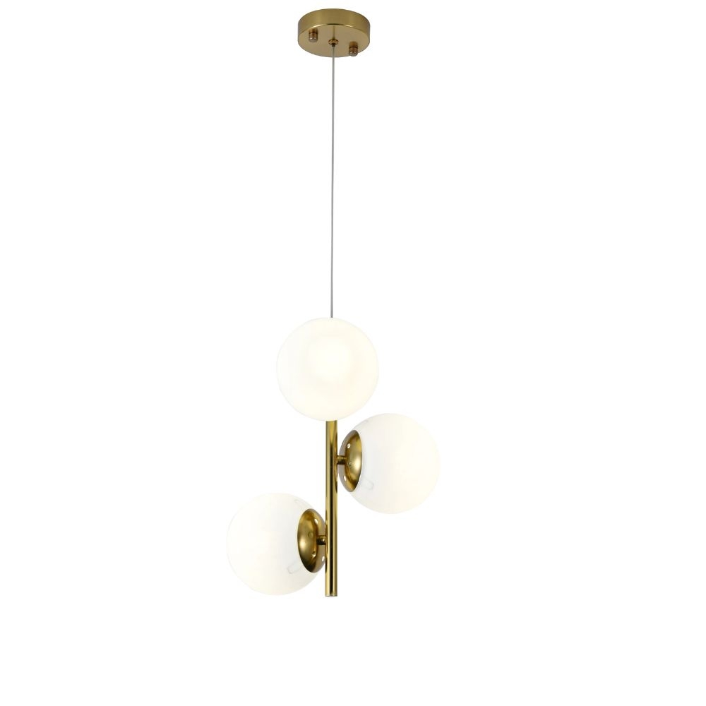Pendul RF-N6803-3GD, 3 × E27, cu abajururi din sticla, auriu, inaltime reglabila