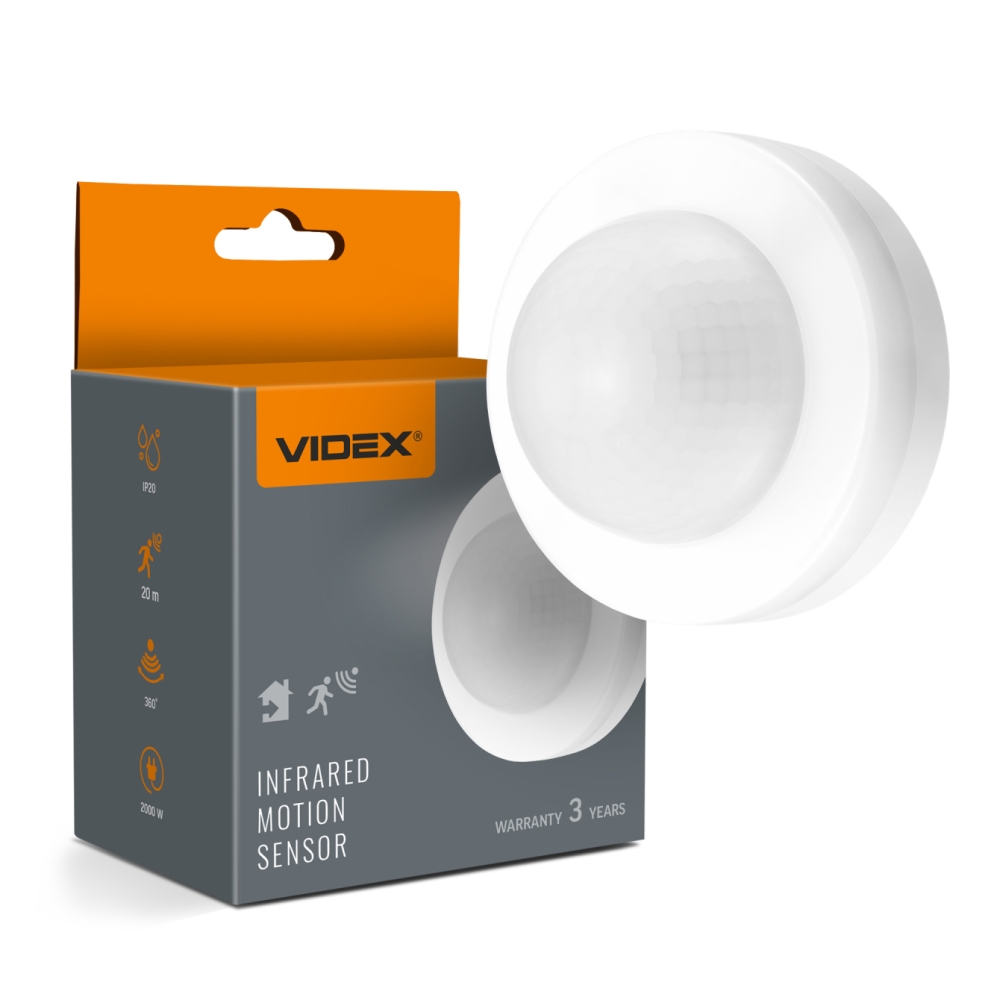 Senzor de miscare si lumina VIDEX VL-SPC46W, 220V, 2000W, 360 grade, alb