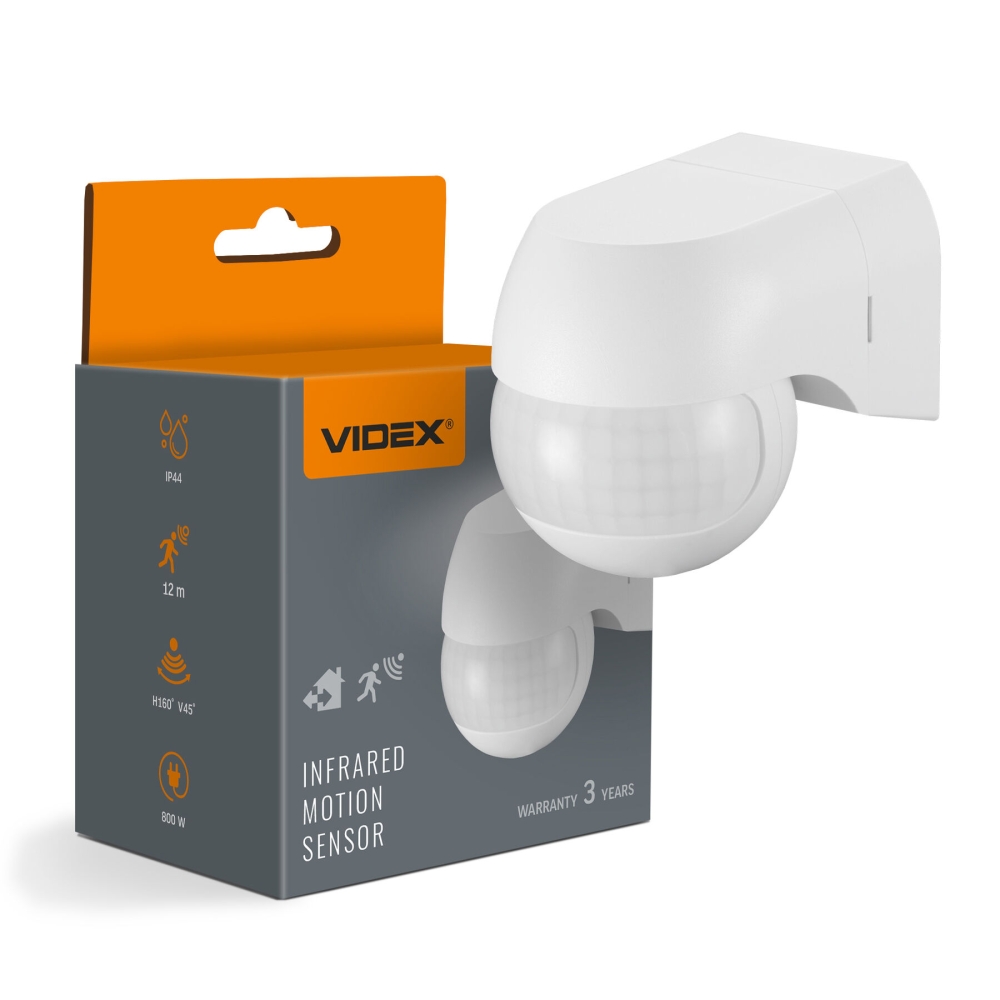 Senzor miscare si lumina PIR VIDEX VL-SPW11W 800W IP44 alb