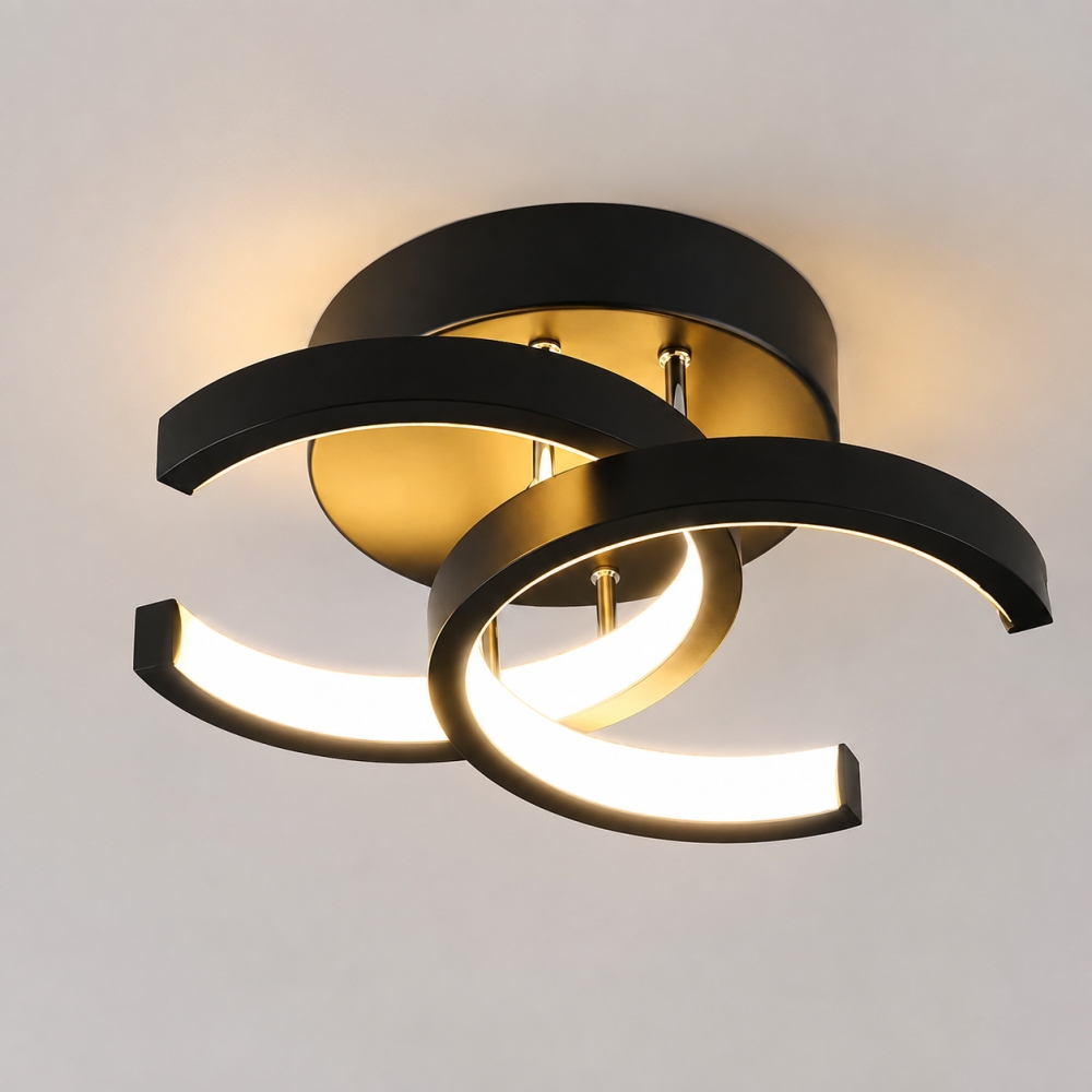 Plafonieră LED AL728, 24W, 3000K/4000K/6500K, Negru, 230 x 150 mm