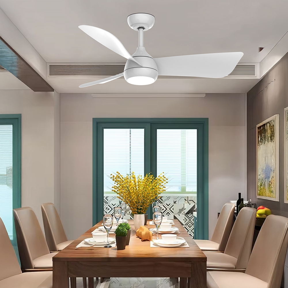 Plafoniera LED cu ventilator FANCY 38&rdquo;, 18W + 30W, 3CCT, 1800lm, cu telecomanda, alba, BRAYTRON