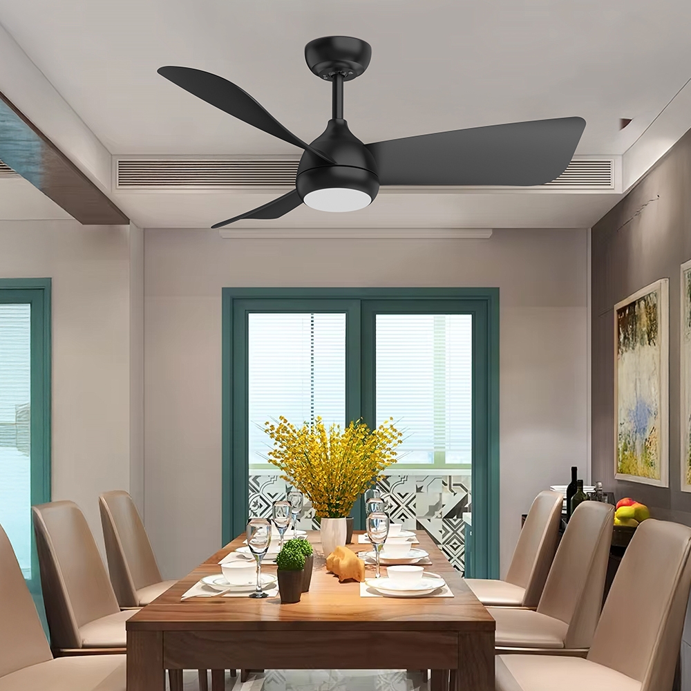 Plafoniera LED cu ventilator FANCY 38&rdquo;, 18W + 30W, 3CCT, 1800lm, cu telecomanda, negru, BRAYTRON