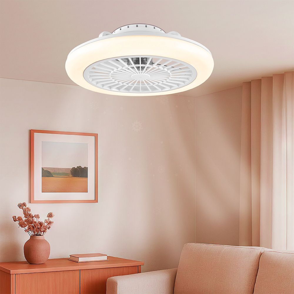 Plafoniera LED cu ventilator FANCY, 40W + 20W, 3CCT, 3200lm, cu telecomanda, alba, BRAYTRON