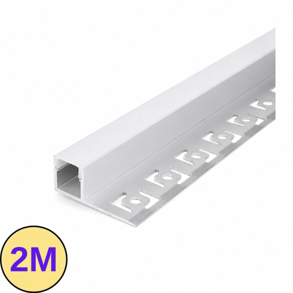 Profil banda LED de capat, incastrat sub tencuiala, 2m, 30 x 12 mm, canal 11 mm