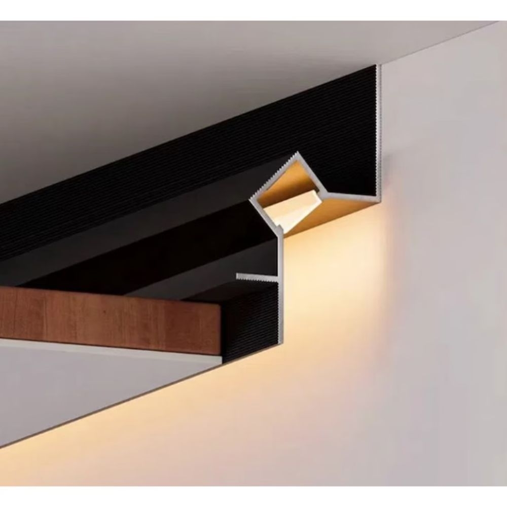 Profil banda LED scafa Shadow Gap negru 2m, aluminiu incastrat perete si tavan