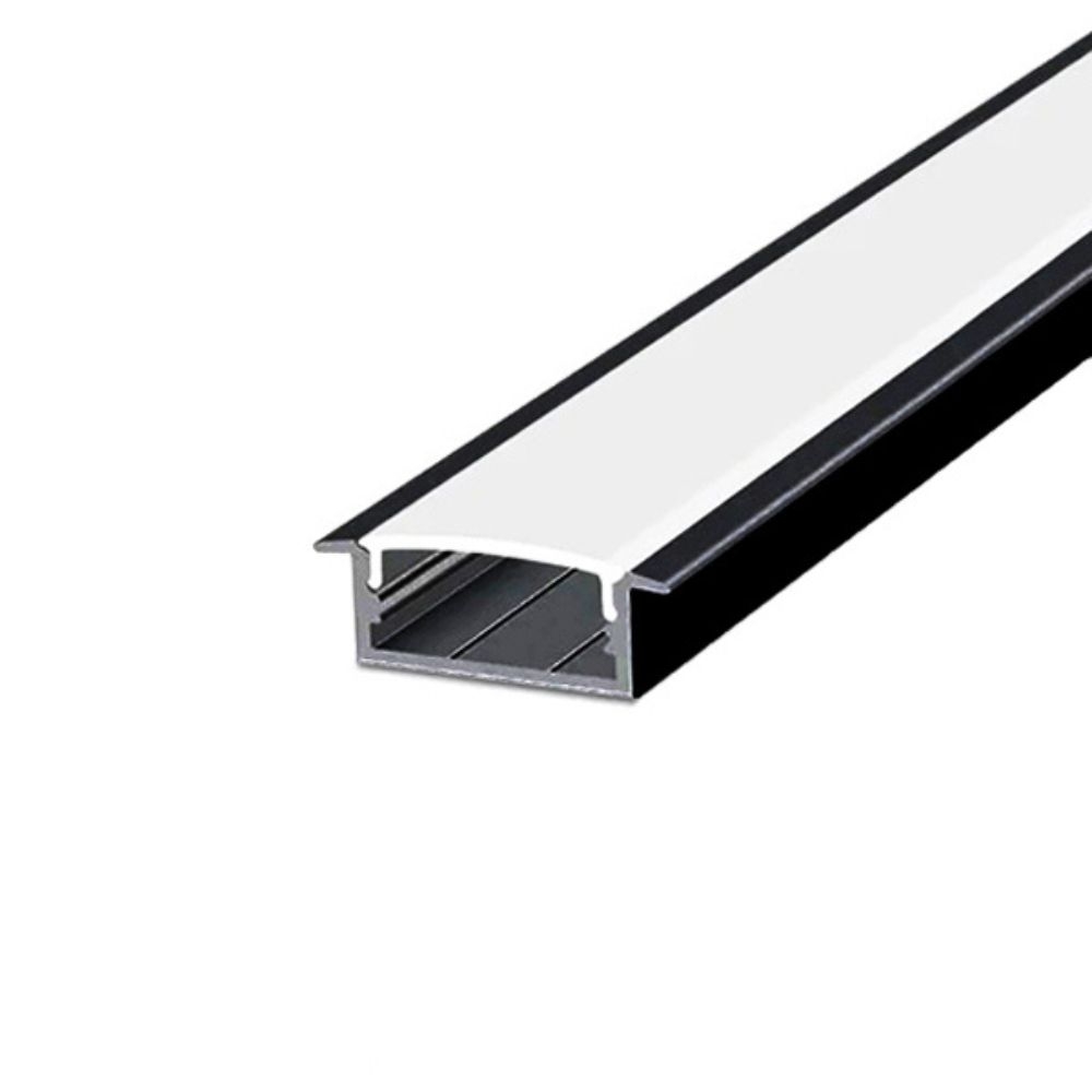 Profil LED incastrat, aluminiu, 2m, 29mm, compatibil banda LED, negru, R2, 120-001-1002-020