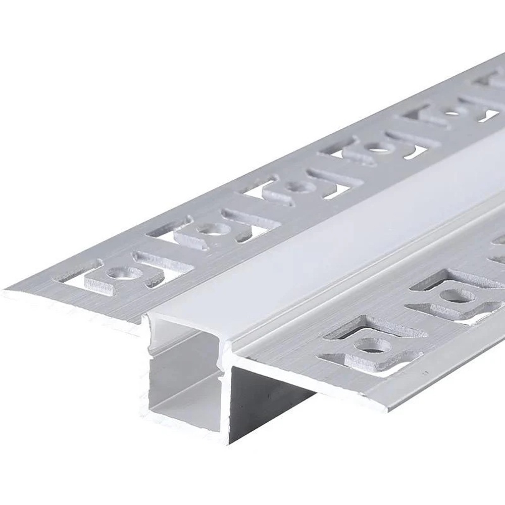Profil LED &Icirc;ncastrat Finisaj Glet 2M, 50mm, Aluminiu, Dispersor Plastic