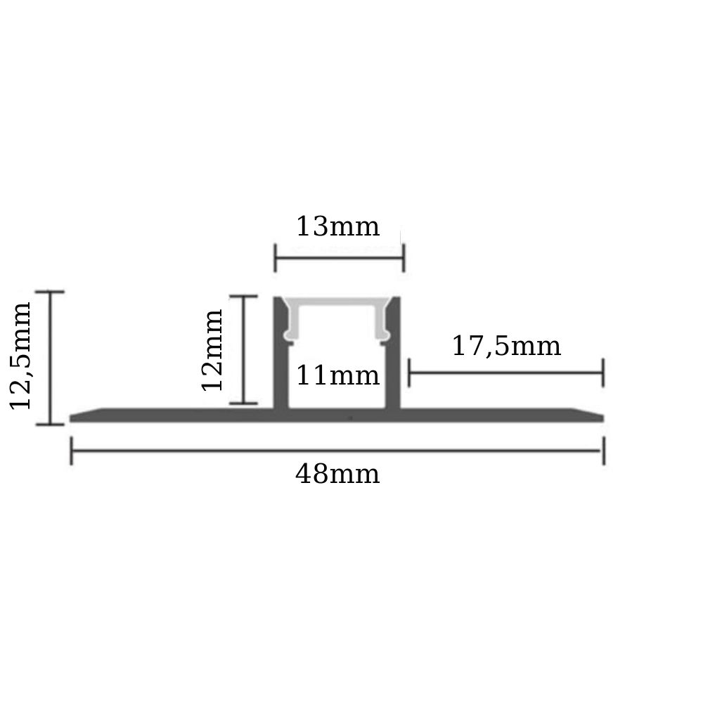 Profil LED incastrat sub tencuiala 2m, latime 1.3 cm, aluminiu