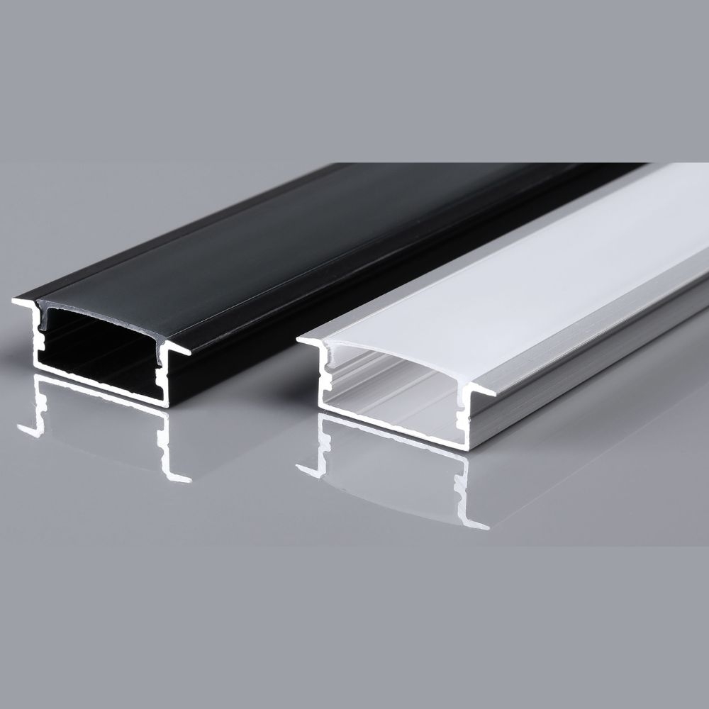 Profil LED încastrat din aluminiu, 3 metri, 29 mm lățime, compatibil benzi LED, PROFILE-R2 argintiu