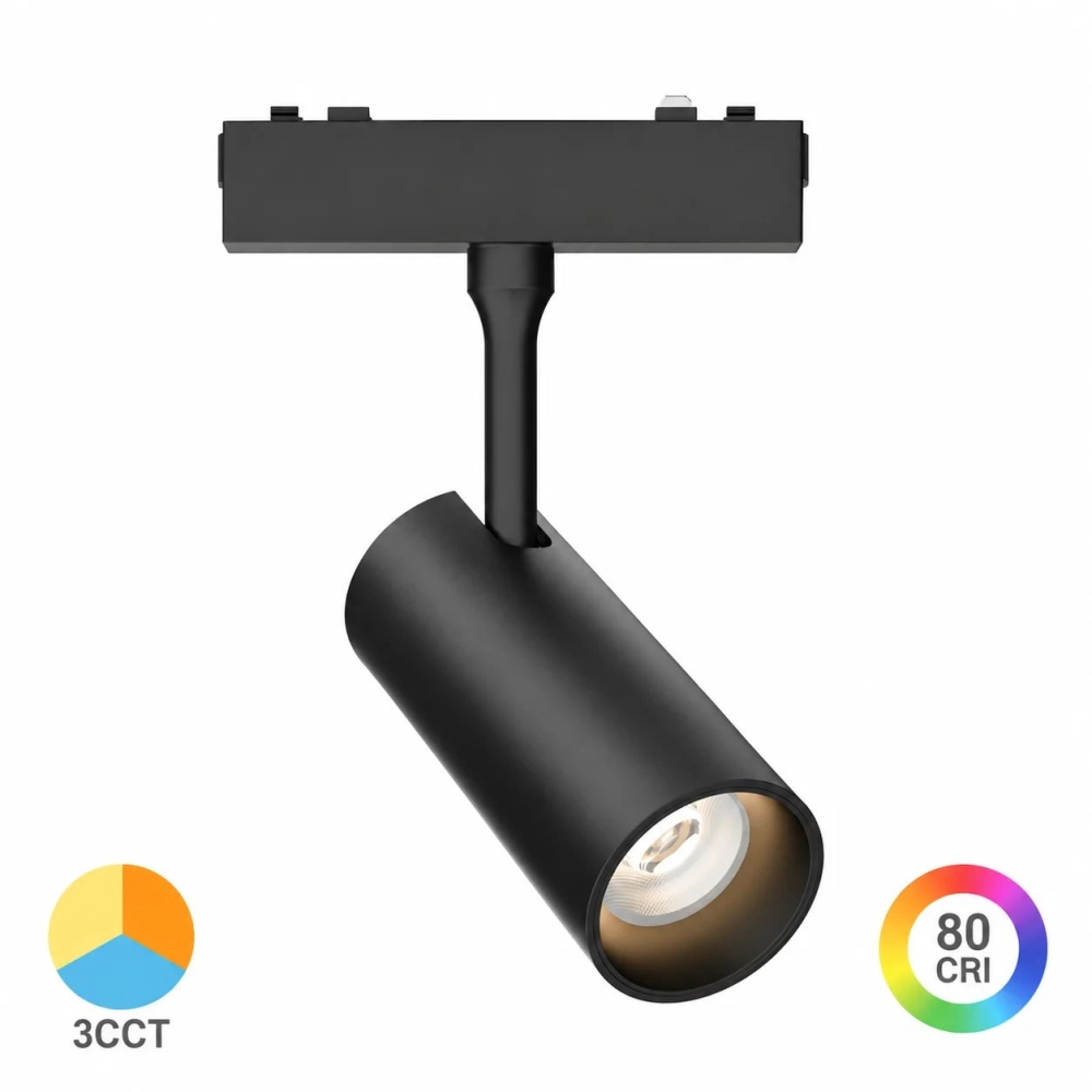 Proiector Yoga LED 10W CCT3, 810 lm, D45 x L120 mm, 48V, Negru